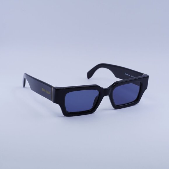 Palm Angels PERI086 HYDE 1045 Sunglasses Black Rectangle Frame, Blue Lenses - Picture 5 of 11